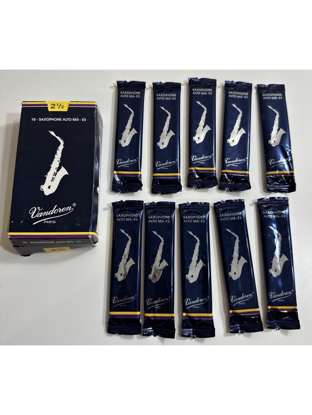 Sealed 10 Unopened Vandoren SR212 Saxophone Reed - Blue 